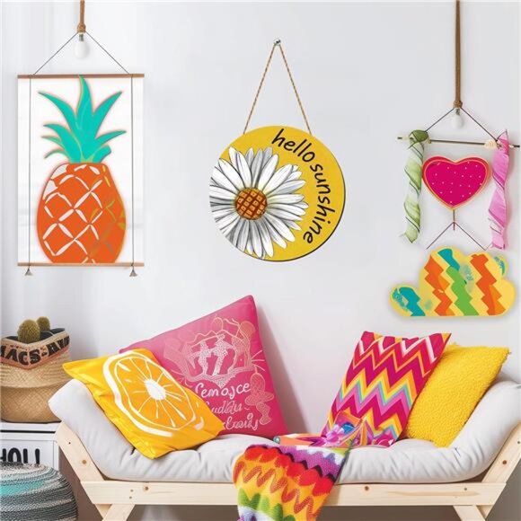 Summer Daisy Hello Sunshine Door Sign Summer Daisy Front Door Decor Rustic - Picture 5 of 7